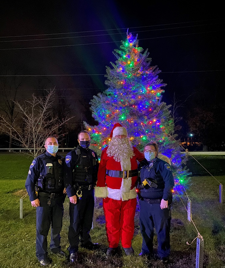 Valley Police with Santa at Tree Lighting